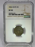 1866 RAYS 5c NGC XF 45