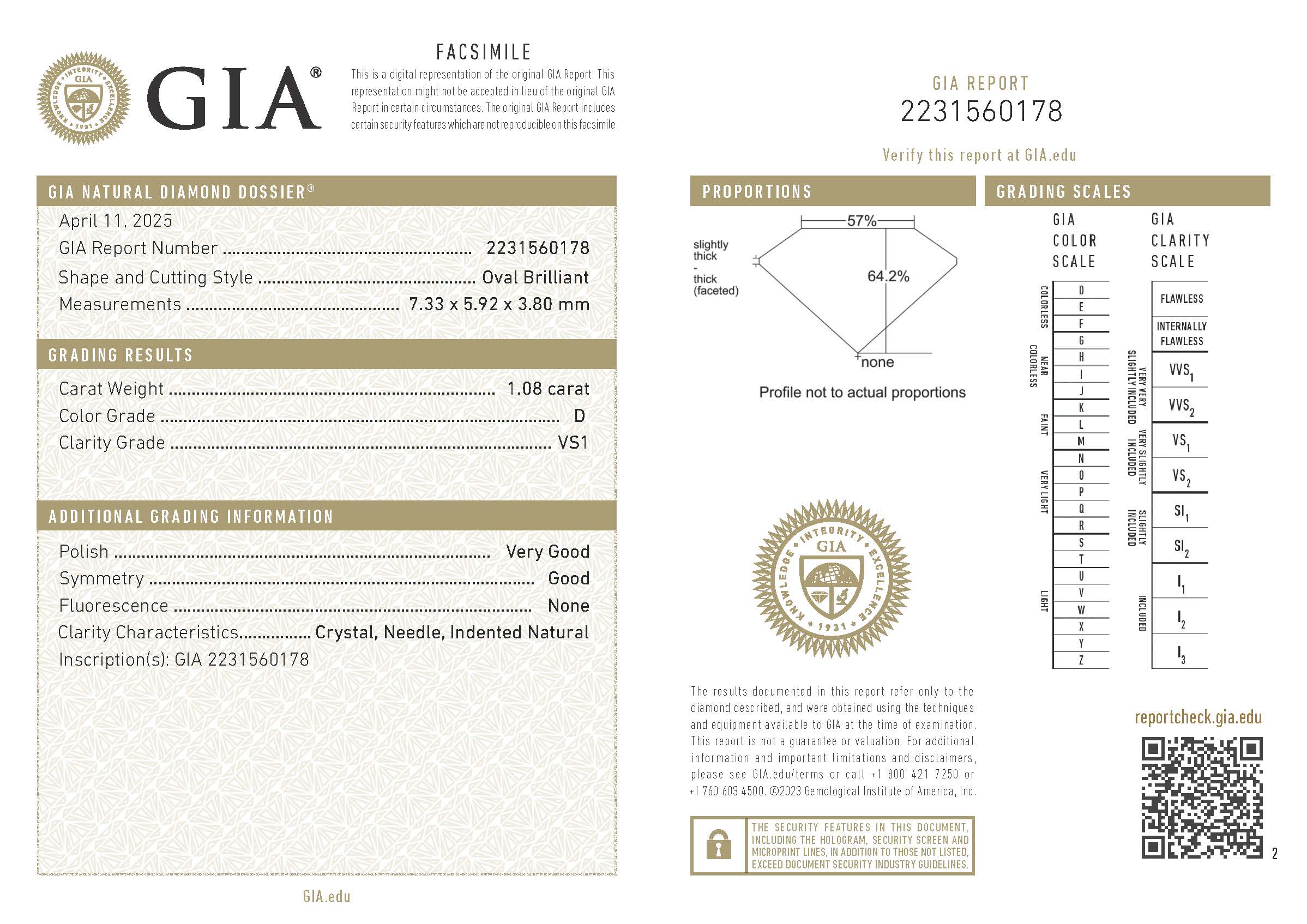 GIA 1.08 ct VS1/D Oval Brilliant Natural Diamond