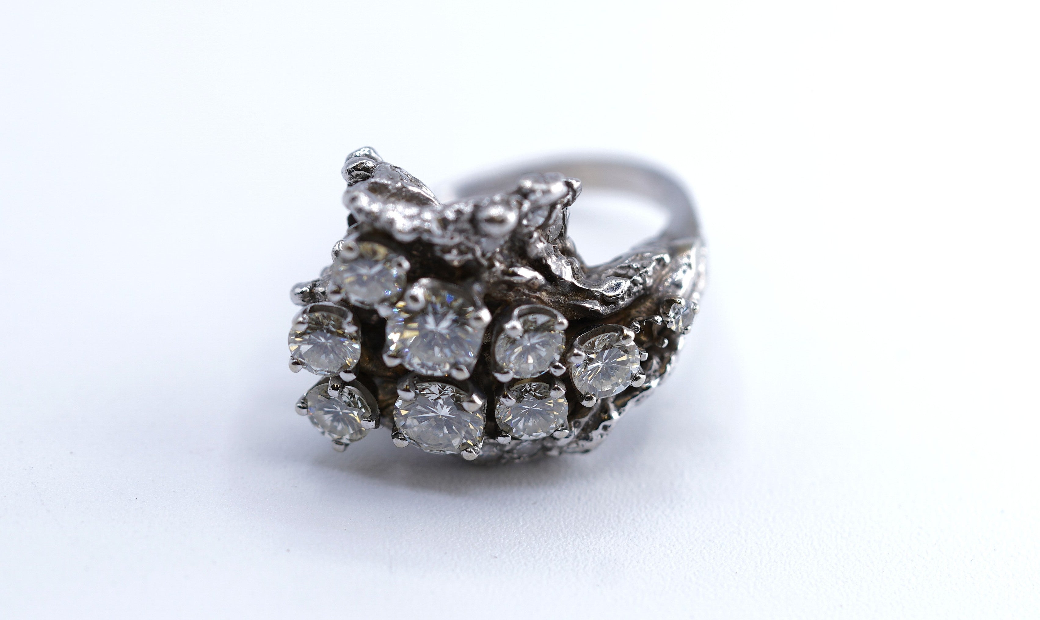 14K White Gold Cluster Ring