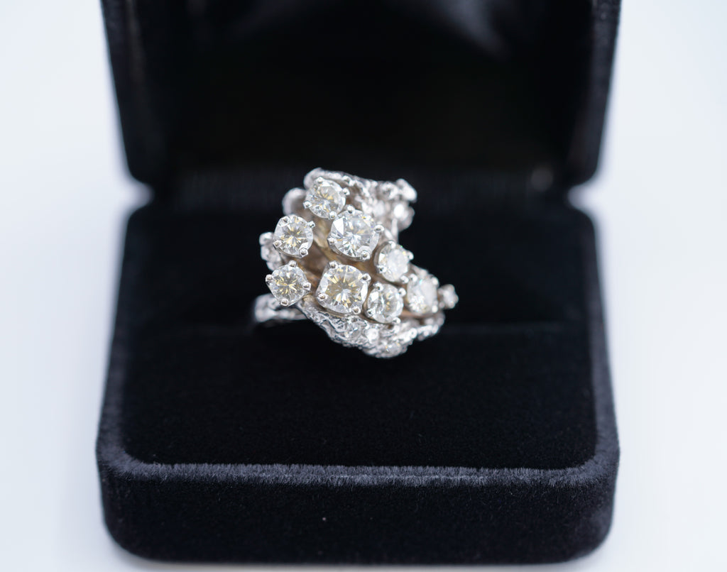 14K White Gold Cluster Ring
