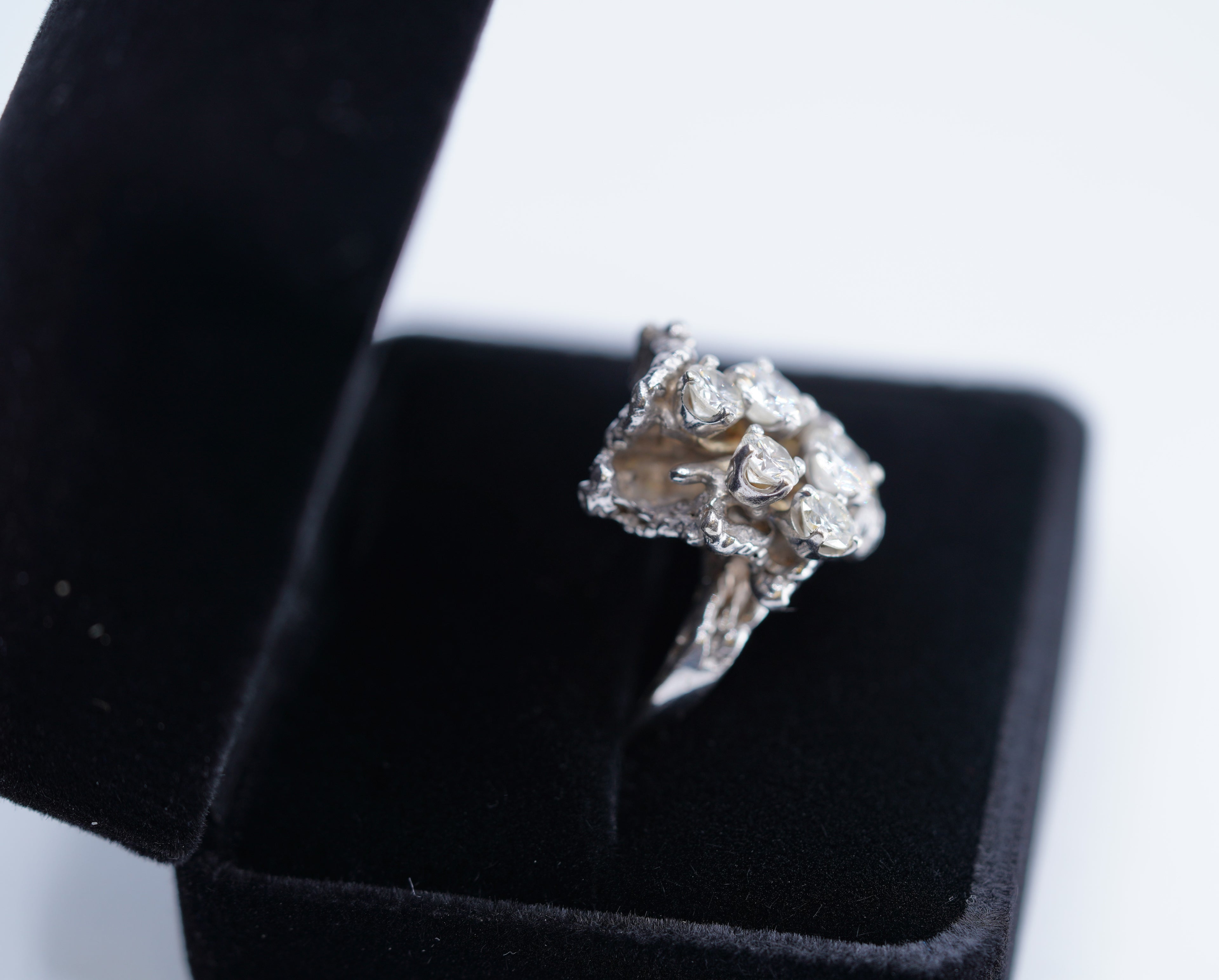 14K White Gold Cluster Ring