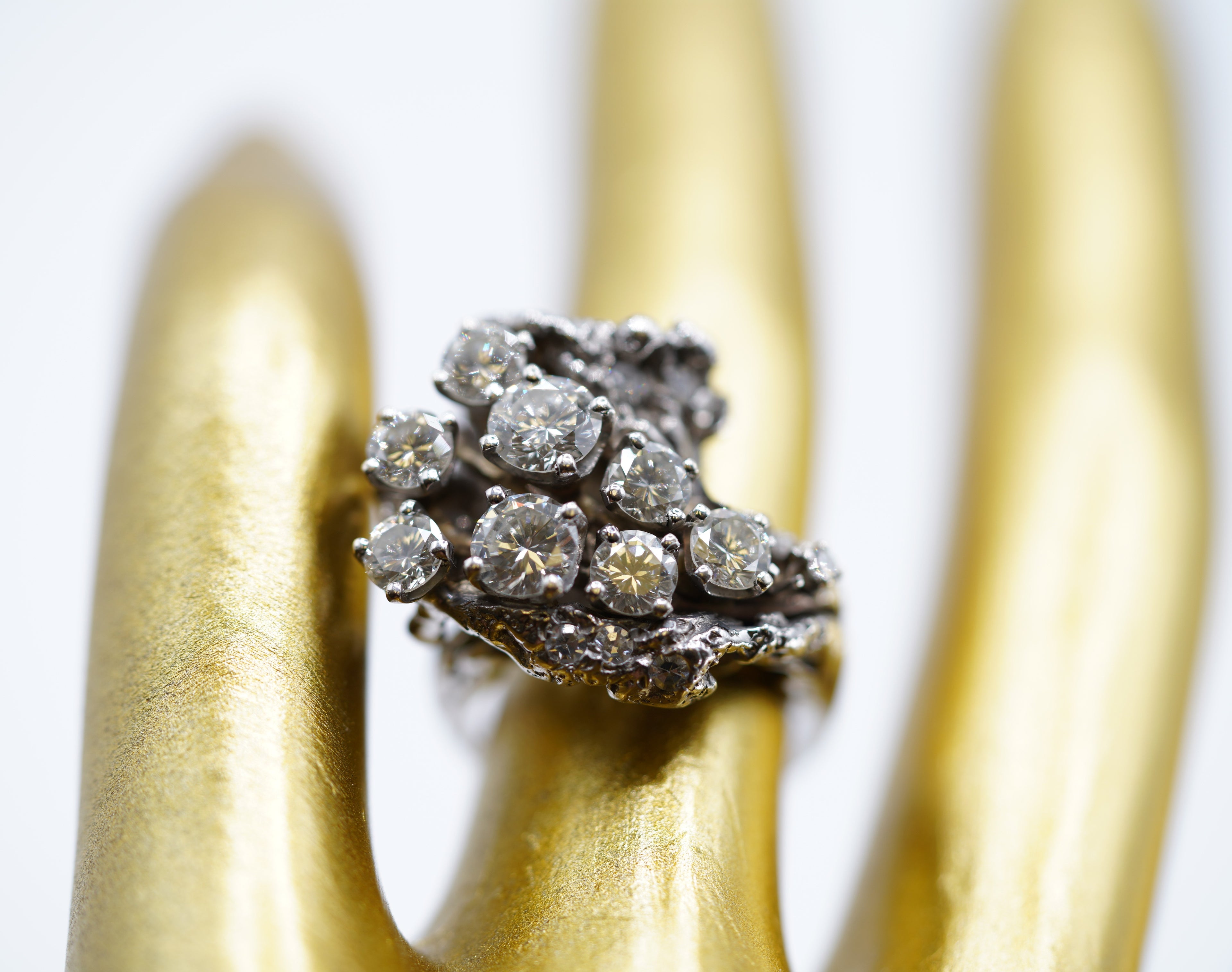 14K White Gold Cluster Ring